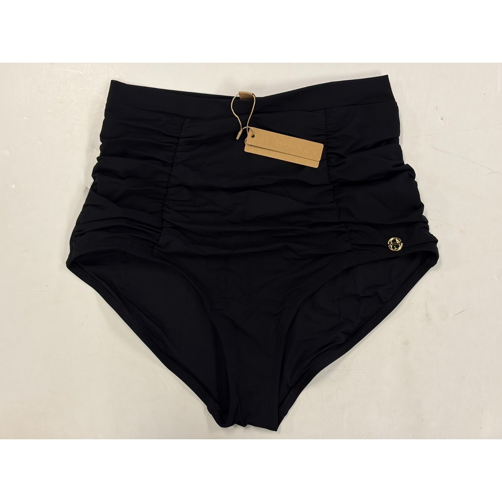Shapellx Women's High Waisted Bottoms Small Black Ruched Tummy Control NWT
